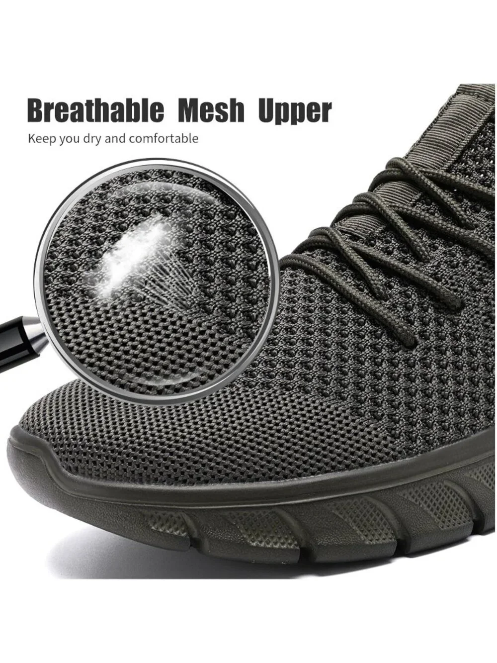Men's Dark Grey Running Shoes Slip On Tennis Sneakers Workout Sport Shoes